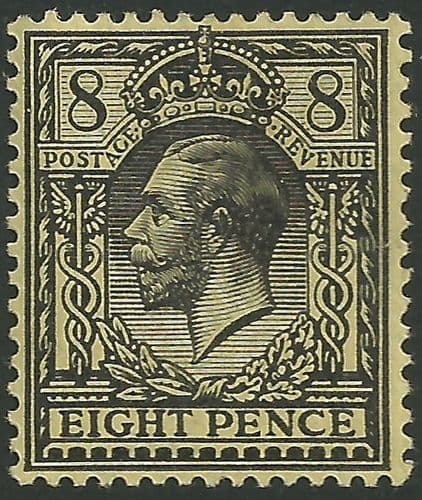 SG391 8d Black Yellow Granite Paper MOUNTED Mint (King George V 1912-22 Royal Cypher Watermark Stamps)
