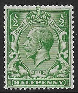 SG397 ½ Bright Green MOUNTED MINT (King George V 1913 Multiple Cypher Watermark Stamps)