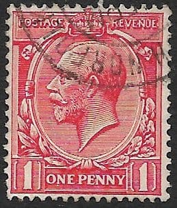 SG419 1d Scarlet Used Block Cypher Watermark (1924 King George V Stamps)