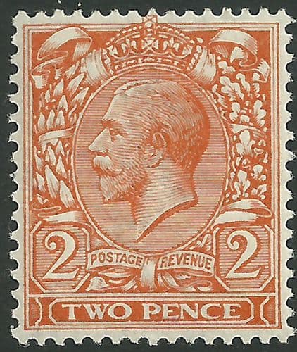 SG421 2d Orange MOUNTED Mint (King George V 1924 Block Cypher Watermark Stamps)