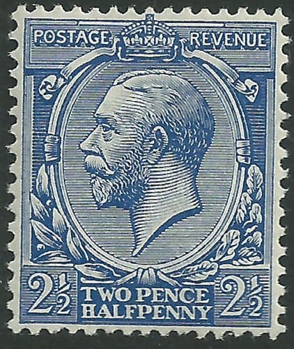 SG422 2½d Blue MOUNTED Mint (King George V 1924 Block Cypher Watermark Stamps)