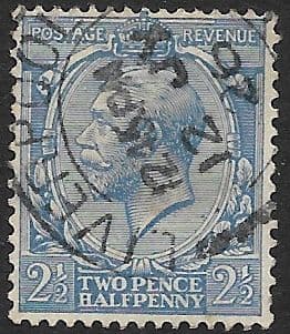 SG422 2½d Blue Used Block Cypher Watermark (1924 King George V  Stamps)
