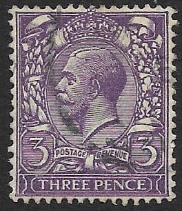 SG423 3d Violet Used Block Cypher Watermark (1924 King George V  Stamps)