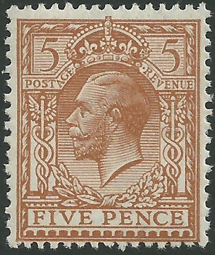 SG425 5d Brown MOUNTED Mint (King George V 1924 Block Cypher Watermark Stamps)
