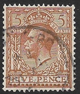SG425 5d Brown Used Block Cypher Watermark (1924 King George V  Stamps)