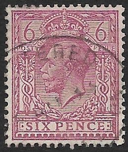 SG426a 6d Purple Used Block Cypher Watermark (1924 King George V Stamps)