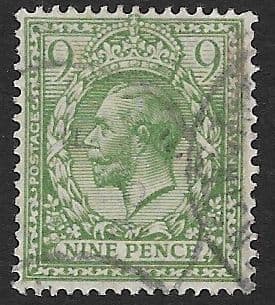 SG427 9d Olive-Green Used Block Cypher Watermark (1924 King George V Stamps)