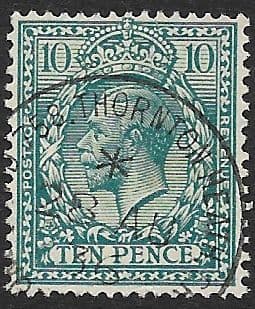 SG428 10d Turquoise-Blue Used Block Cypher Watermark (1924 King George V Stamps)