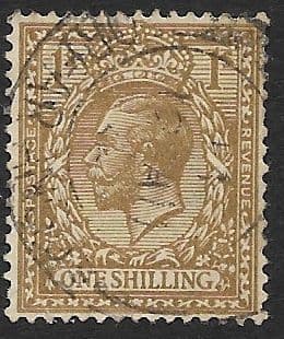 SG429 1/- Bistre Brown Used Block Cypher Watermark (1924 King George V  Stamps)