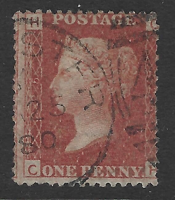SG43 1864 1d Penny Red Plate 225 with cds