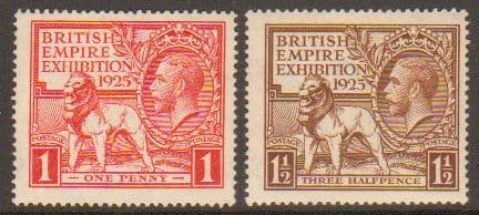 SG432-433 1925 British Empire Exhibition Wembley Stamp Set (Unmounted Mint)