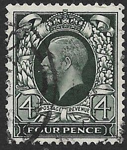 SG445 4d Deep Grey-Green 1934  Photogravure Used   ( King George V  Stamps)