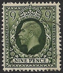 SG447 9d Deep Olive-Green 1934 Photogravure Used ( King George V Stamps)