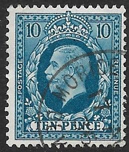 SG448 10d Turquoise-Blue 1934  Photogravure Used   ( King George V  Stamps)