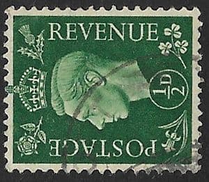 SG462a ½d Green Sideways Watermark Used (George VI 1937 Definitive Stamps)