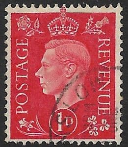 SG463 1d Scarlet Used (George VI 1937 Definitive Stamps)