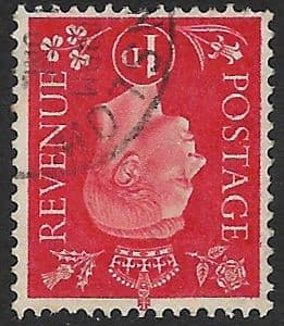 SG463Wi 1d Scarlet Inverted Watermark Used (George VI 1937 Definitive Stamps)