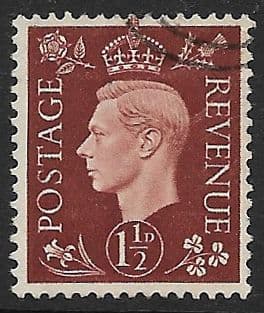 SG464 1½d Red Brown Used (George VI 1937 Definitive Stamps)