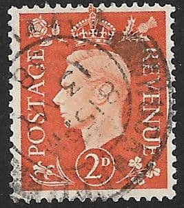 SG465 2d Orange Used (George VI 1937 Definitive Stamps)