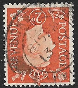 SG465Wi 2d Orange Inverted Watermark Used (George VI 1937 Definitive Stamps)