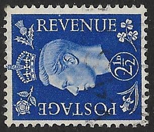 SG466a 2½d Ultramarine Sideways Watermark Used (George VI 1937 Definitive Stamps)