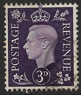 SG467 3d Violet Used (George VI 1937 Definitive Stamps)