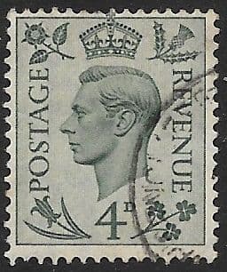 SG468 4d Grey Green Used (George VI 1937 Definitive Stamps)