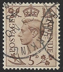 SG469 5d Brown Used (George VI 1937 Definitive Stamps)