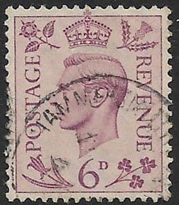 SG470 6d Purple Used (George VI 1937 Definitive Stamps)