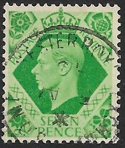 SG471 7d Emerald Green Used (George VI 1937 Definitive Stamps)