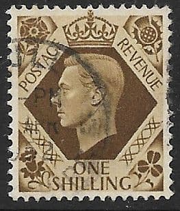 SG475 1/- Bistre-Brown Used (George VI 1937 Definitive Stamps)