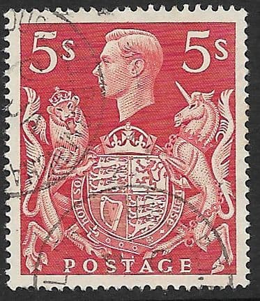 SG477 5/- Red Used (George VI 1939 High Values)