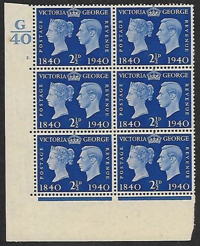 SG483 QCom6 Cylinder 2 dot Perf E/I With Listed Flaw Unmounted Mint (Tone Spot)