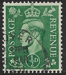 SG485 ½d Pale Green Used (George VI 1941 Definitive Stamps)