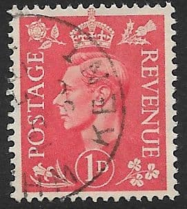 SG486 1d Pale Scarlet Used (George VI 1941 Definitive Stamps)