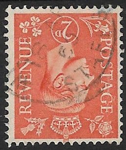 SG488Wi 2d Pale Orange Inverted Watermark Used (George VI 1941 Definitive Stamps)