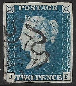 SG5 1840 2d Blue Plate 1 J-F 4 Margins