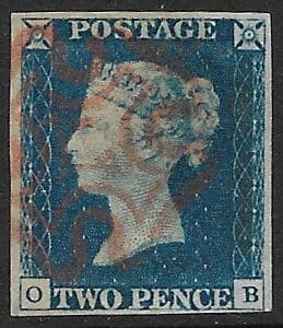 SG5 1840 2d Blue Plate 1 O-B 4 Margins