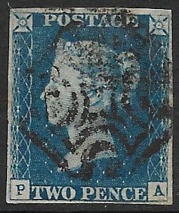 SG5 1840 2d Blue Plate 1 P-A 4 Margins