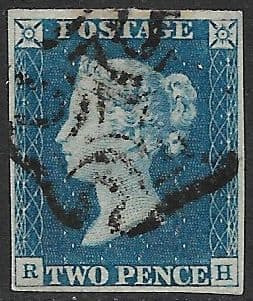 SG5 1840 2d Blue Plate 1 R-H 4 Margins