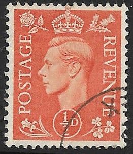 SG503 ½d Pale Orange Used (George VI 1950 Definitive Stamps)