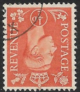 SG503Wi ½d Pale Orange Inverted Watermark Used (George VI 1950 Definitive Stamps)