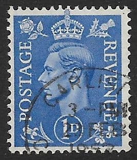 SG504 1d Light Ultramarine Used (George VI 1950 Definitive Stamps)