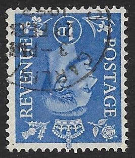 SG504Wi 1d Light Ultramarine Inverted Watermark Used (George VI 1950 Definitive Stamps)