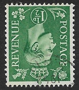 SG505Wi 1½d Pale Green Inverted  Watermark Used (George VI 1950 Definitive Stamps)