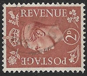 SG506a 2d Pale Red-Brown Sideways Watermark Used (George VI 1950 Definitive Stamps)