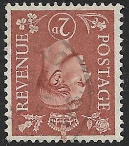 SG506Wi 2d Pale Red-Brown Inverted Watermark Used (George VI 1950 Definitive Stamps)