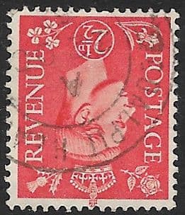 SG507Wi 2½d Pale Scarlet Inverted Watermark Used (George VI 1950 Definitive Stamps)