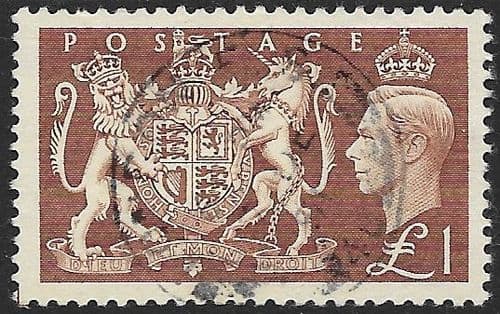 SG512 £1 Brown Used (George VI 1951 High Values)