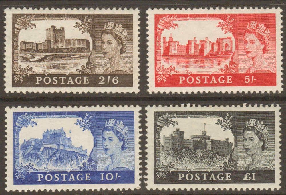 SG536-539 1955 Wilding Castles Stamp Set (Waterlow Print) MOUNTED Mint